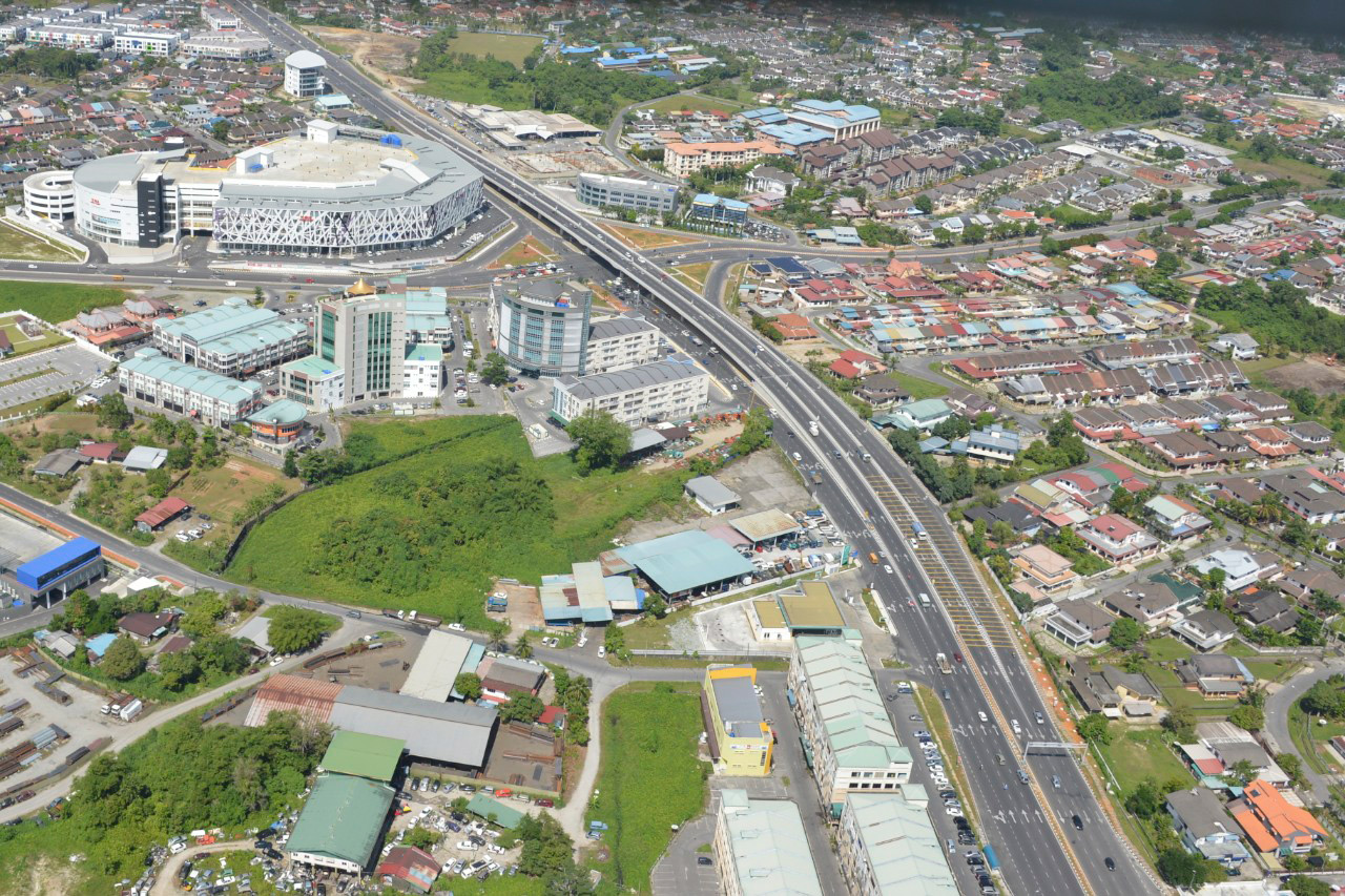 An aerial view depicting the completed Jalan Song Flyover